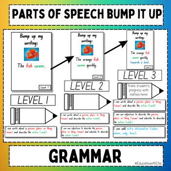 Bump It Up parts of speech expanded sentence worksheet pack | TPT