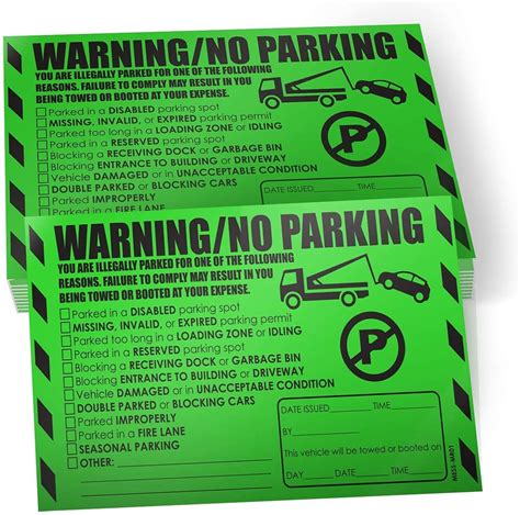 Parking Violation Stickers for Vehicles green 8x5 100 Insanely Sticky Stickers - Etsy