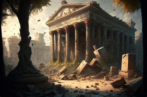 Premium Photo | Ancient building with columns beautiful illustration in high resolution in warm ...