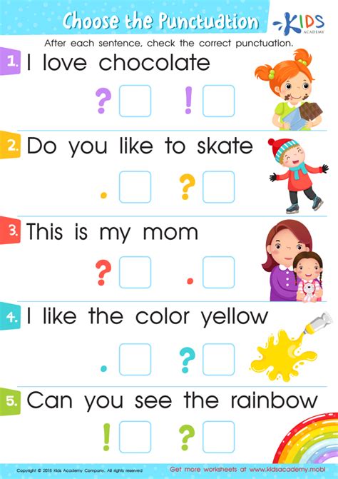 Choose the Punctuation: Assessment Worksheet for kids