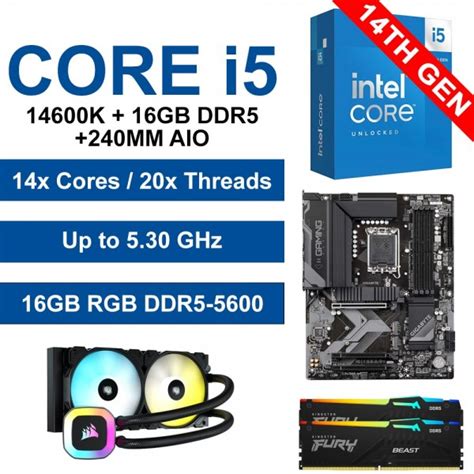 Core i5-14600K / Gigabyte B760 Gaming X Motherboard / 16GB RGB DDR5-5600 / Corsair H100 AIO ...