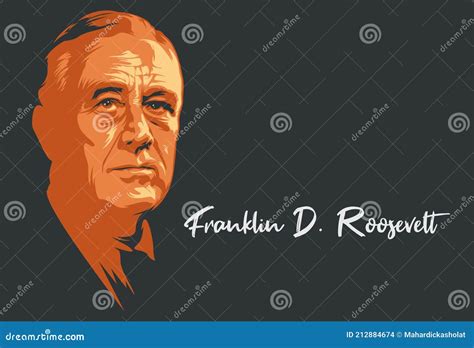 Franklin D. Roosevelt Line Art Portrait Vector Illustration Template. Historical People. Eps10 ...