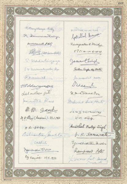 Original Signatures on the Constitution of India by the members