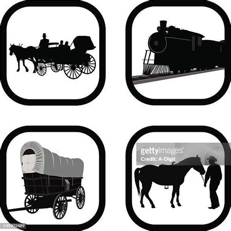 83 Horse Drawn Wagon Silhouette High Res Illustrations - Getty Images