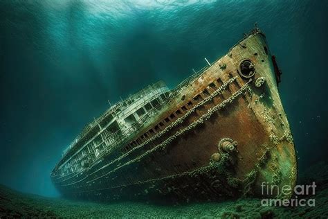 Titanic Shipwreck Underwater #7 Digital Art by Benny Marty - Pixels