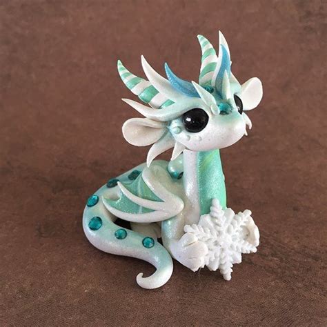 Dragon Hielo (Snow) Polymer Clay Dragon, Polymer Clay Figures, Polymer Clay Sculptures, Polymer ...