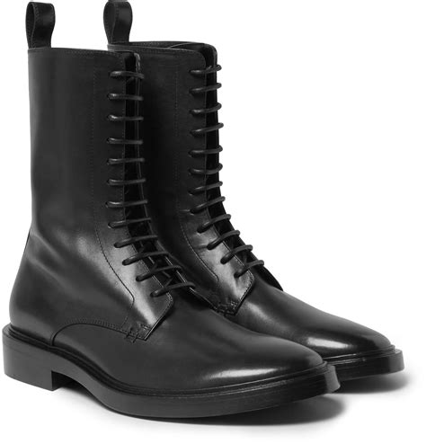 Lyst - Balenciaga Leather Derby Combat Boots in Black for Men