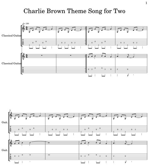 Charlie Brown Theme Song for Two - Sheet music for Classical Guitar