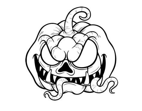 Dibujo de Calabaza terrorífica para Pintar y Colorear en Línea | Dibujo ...