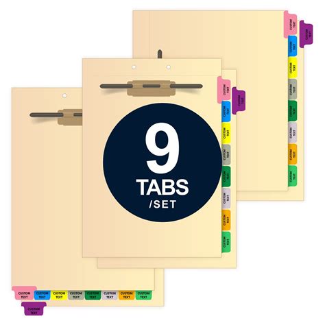 Custom Index Fileback Dividers, 110# Manila, 9 Tabs per Set – Ecom ...