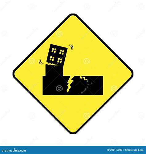 Warning Earthquake Signs. Warning Earthquake Prone Area Sign Isolated ...