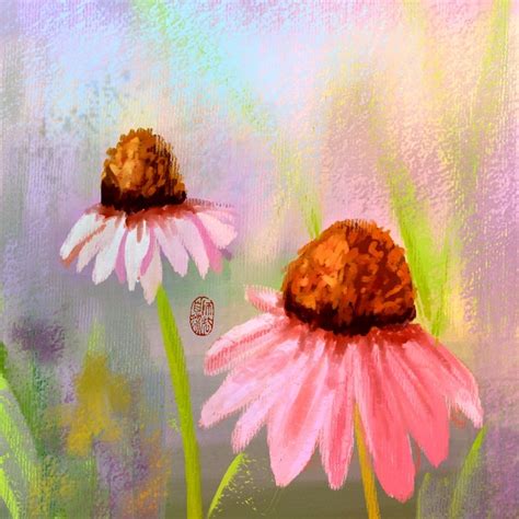 Digital painting with flowers free image download