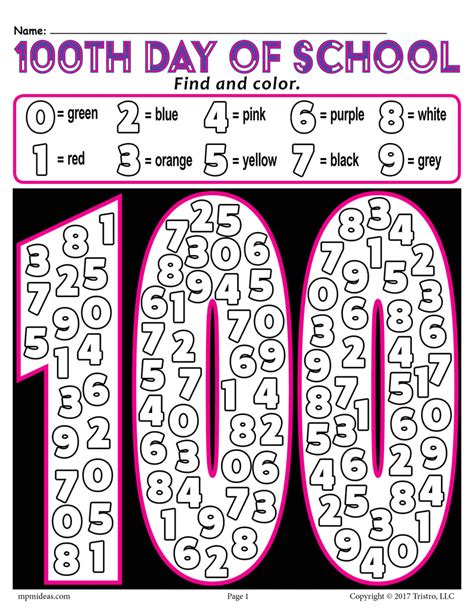 100 Days Printable