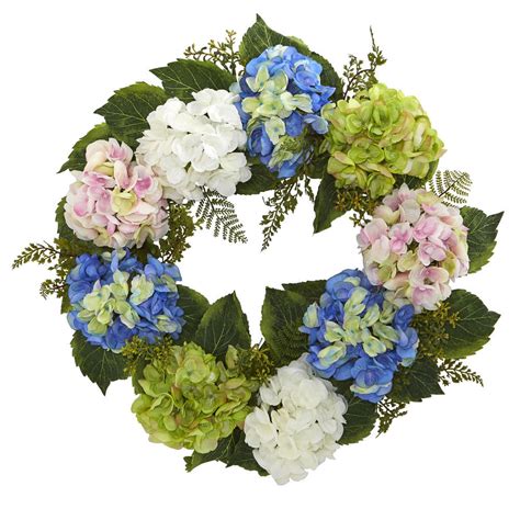 Nearly Natural 24in Hydrangea Wreath