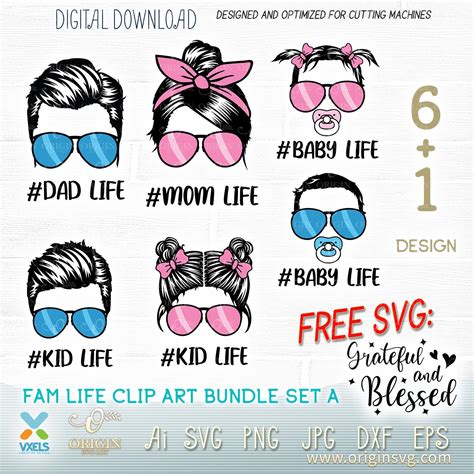 Baby Svg Family Svg Tiger Fam Life SVG Bundle Dad Svg Messy Bun Mom Svg ...