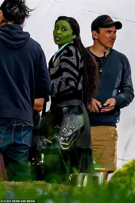 Cynthia Erivo in costume as Elphaba on the set of the Wicked movies ...