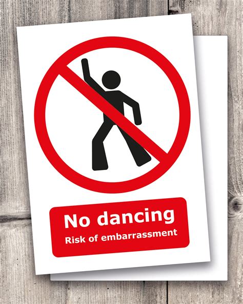 Funny 'no Dancing' Warning Sign Birthday Card Dad - Etsy UK