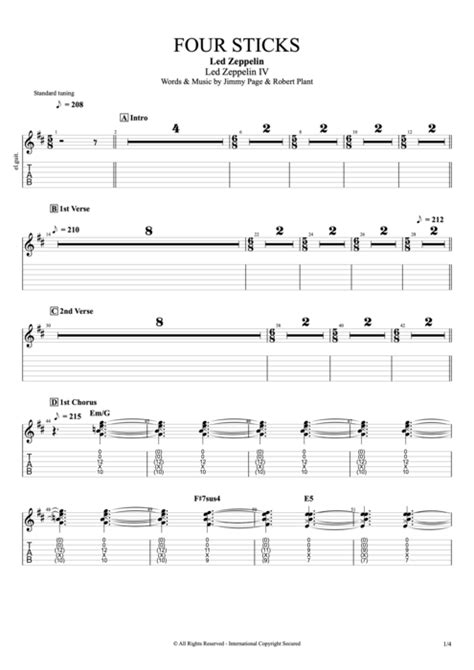 Four Sticks Tab by Led Zeppelin (Guitar Pro) - Full Score | mySongBook