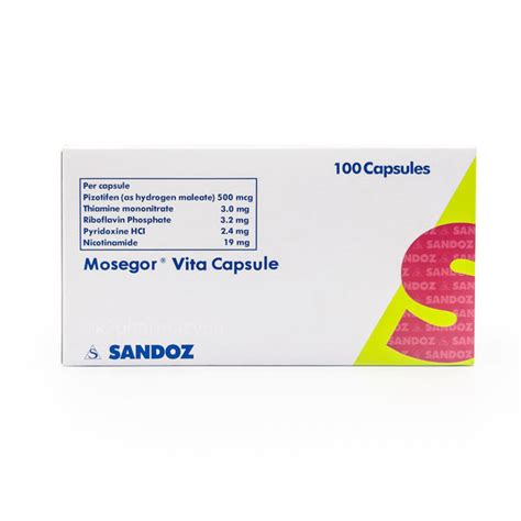 MOSEGOR VITA Pizotifen / Vitamin B Complex Capsule 100's price in the Philippines | MedsGo Pharmacy