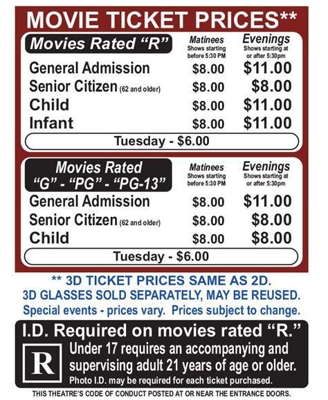 Columbia Cinema - Ticket Pricing