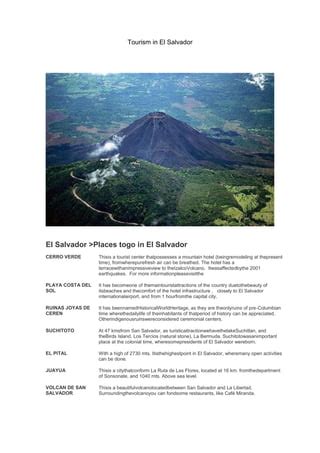 Tourism in el salvador andres | PDF