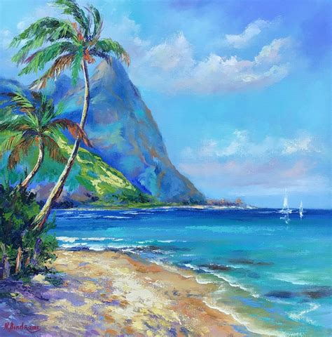 Hawaii Beach Painting Palms Original Art Tropical Beach Life Artwork ...