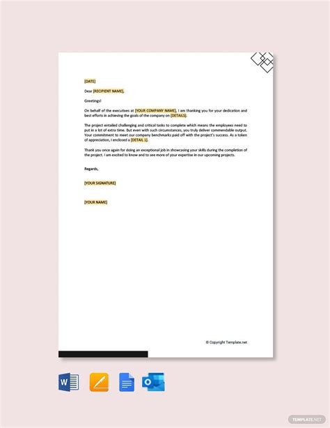 Thank You Letter To Employees For Hard Work in Google Docs, Pages, Word ...