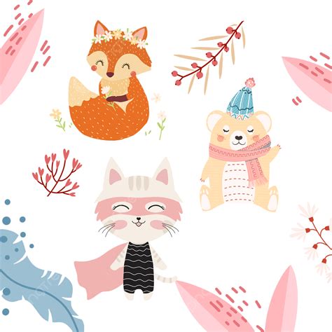 Combinación De Dibujos Animados De Animales Del Bosque De Primavera PNG ,dibujos Primavera ...