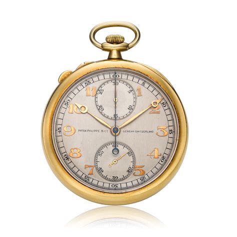 PATEK PHILIPPE, 18K GOLD, SPLIT SECONDS CHRONOGRAPH, POCKET WATCH ...