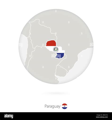 Map of Paraguay and national flag in a circle. Paraguay map contour with flag. Vector ...