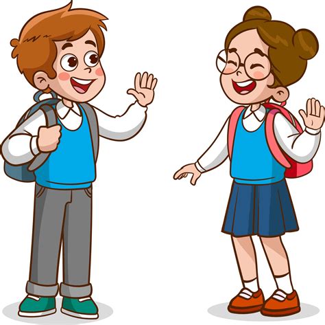 little kid say hello to friend and go to school together 13479804 ...