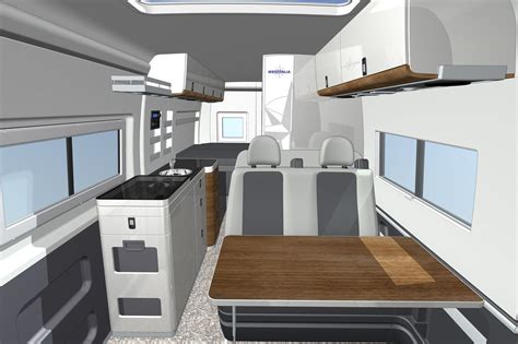 CAD rendering of the interior of the Westfalia Columbus, a Fiat Ducato ...