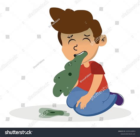 Child Vomiting Concept Sickness Throwing Sickness Stock Vector (Royalty ...