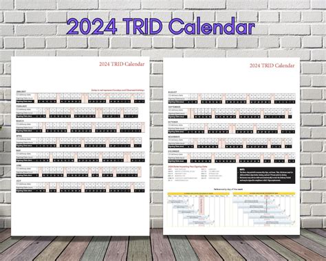 Printable 2024 TRID Calendar for Mortgage Loan Signings Title Company ...