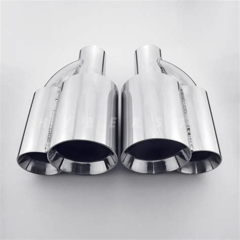 Pair 2.25" In Quad Out Dual Wall Straight Cut 304 Stainless Steel Exhaust Tips | eBay