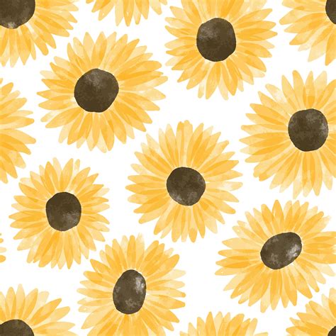 watercolor cute yellow sunflower seamless pattern 2028003 Vector Art at ...