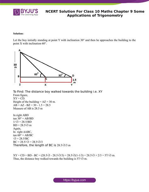 NCERT Solutions for Class 10 Maths Chapter 9 Some Applications of ...