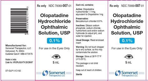 Olopatadine HCL Ophthalmic 0.1% (Patanol) 5mL - Merit Pharmaceutical