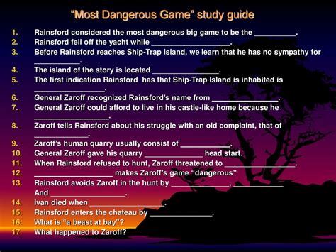 “Most Dangerous Game” study guide - ppt download