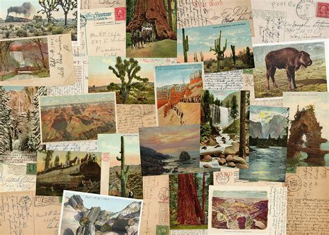 National Park Antique Postcard Collage Photograph by Kyle Hanson - Fine ...