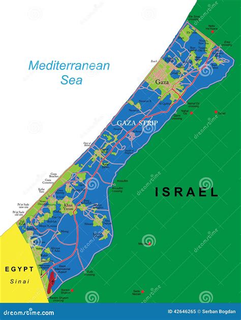 Mappa di striscia di Gaza illustrazione vettoriale. Illustrazione di destinazione - 42646265