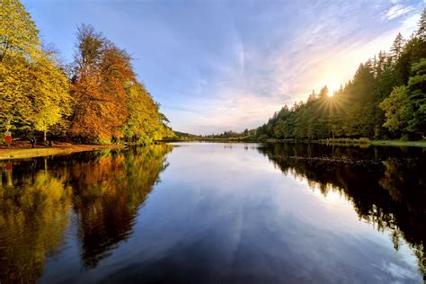 Sunset on Lake in Autumn Forest, free photo files, #1335509 - FreeImages.com