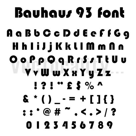 Bauhaus 93 Font Regular Style Alphabet Numbers Letters Vector - Etsy