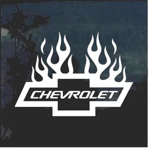 Chevrolet With Flames 4 Chevy Window Decal Sticker | Custom Made In the ...