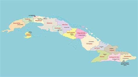 Mapa político de Cuba | Mapa de cuba, Mapas geograficos, Mapa politico