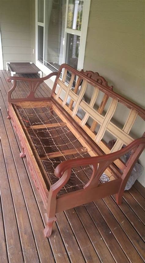 How to Bring an Old Couch Back to Life | Wooden couch, Vintage couch, Furniture