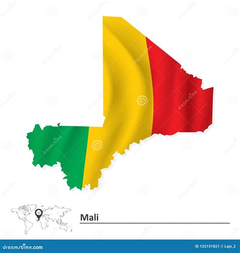 Map of Mali with flag stock vector. Illustration of border - 125151821