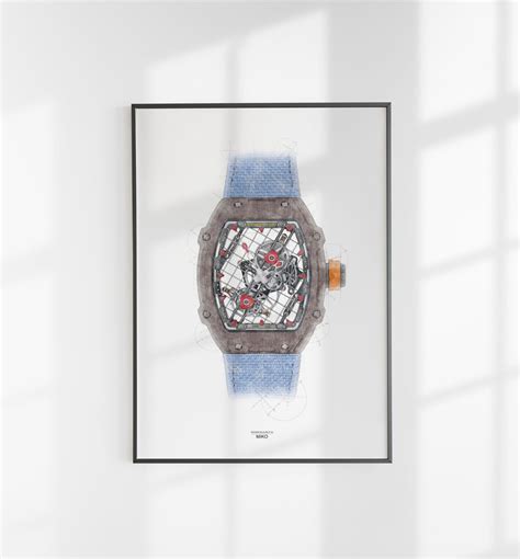 Richard Mille RM 27-04 Tourbillon Watch Poster Print Technical Drawing ...