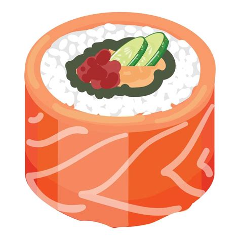 vector de dibujos animados de icono de rollo de sushi rojo. comida ...