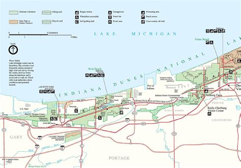 Detailed map of the west portion of Indiana Dunes National Lakeshore In ...